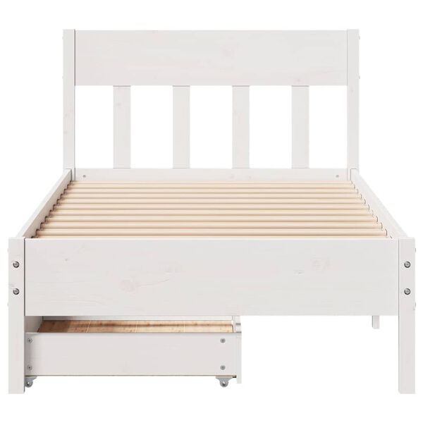vidaXL Cama sem colchão 75x190 cm madeira de pinho maciça branco