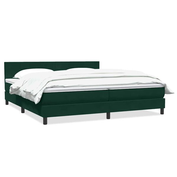 vidaXL Cama com molas/colch&atilde;o 180x220 cm veludo verde-escuro