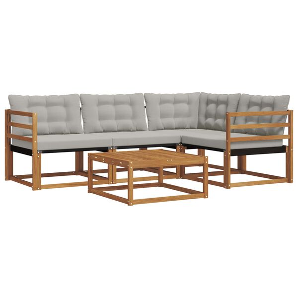 vidaXL Conjunto de Sof&aacute;s para Exterior 5 pcs Cinza Natural e Claro