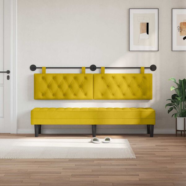 vidaXL Cabeceira Suspensa Amarelo 190 x 55 x 7 cm Veludo