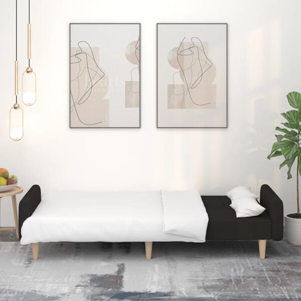 vidaXL Sof&aacute;-cama de 2 lugares tecido preto