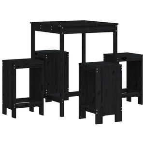 vidaXL 5 pcs conjunto de bar para jardim pinho maci&ccedil;o preto