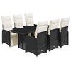 vidaXL 7 pcs conjunto de bistr&ocirc; p/ jardim c/ almofad&otilde;es vime PE preto