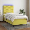 vidaXL Cama box spring c/ colch&atilde;o e LED 90x200 cm tecido verde