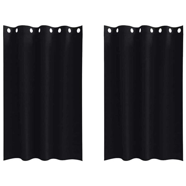 vidaXL Cortinas Blackout com Argolas 2 pcs Preto 175 x 140 cm