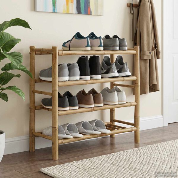 vidaXL Rack de Sapatos com prateleira Natural 68 x 28 x 63 cm Bambu