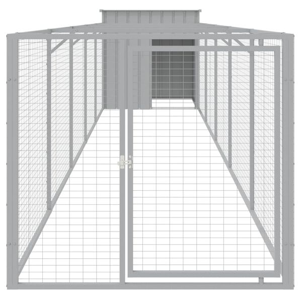 vidaXL Casota c&atilde;es c/ parque 110x609x110 cm a&ccedil;o galvaniz. cinza-claro