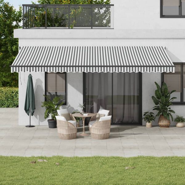 vidaXL Toldo retr&aacute;til manual com luzes LEDs 600x350cm antracite/branco