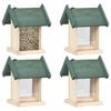 vidaXL Comedouros de p&aacute;ssaros 4 pcs madeira de abeto
