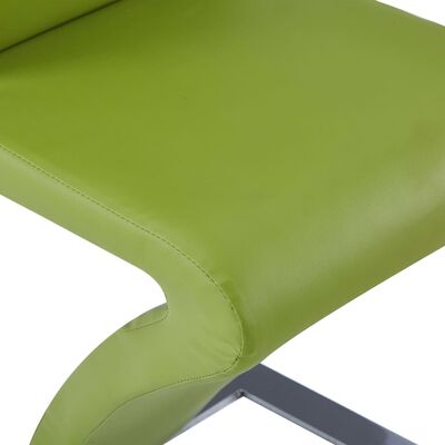 vidaXL Cadeiras de jantar em ziguezague 4 pcs couro artificial verde
