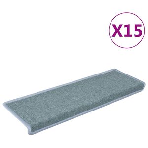 vidaXL Tapetes de escada 15 pe&ccedil;as 65x21x4 cm azul-marinho com borda retangular