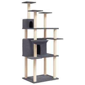 vidaXL &Aacute;rvore p/ gatos c/ postes arranhadores sisal 166cm cinza-escuro