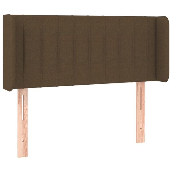 vidaXL Cabeceira de cama c/ abas tecido 93x16x78/88 cm castanho-escuro