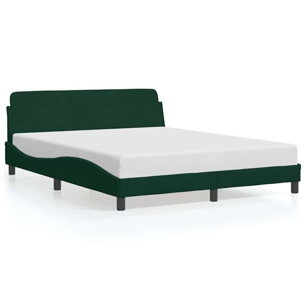 vidaXL Estrutura de cama Dover 160x200 cm veludo verde-escuro