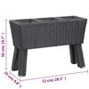 vidaXL Floreira de jardim c/ pernas e 3 vasos 72x25x50cm vime PE preto