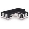 vidaXL 10 pcs conj. lounge de jardim c/ almofad&otilde;es pinho maci&ccedil;o branco