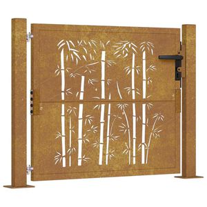 vidaXL Port&atilde;o de jardim 100x75 cm A&ccedil;o Corten Design Bambu