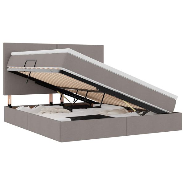 vidaXL Cama com arruma&ccedil;&atilde;o e colch&atilde;o Cinzento-acastanhado 180 x 200 cm