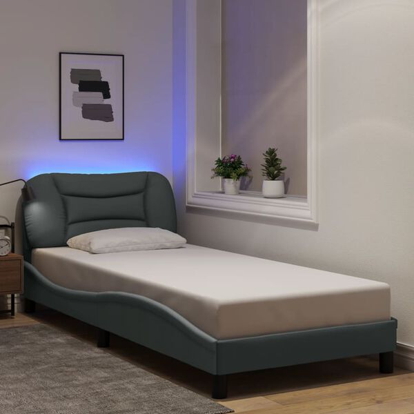 vidaXL Estrutura de cama com LED sem colch&atilde;o Hvar 90x200 cm tecido