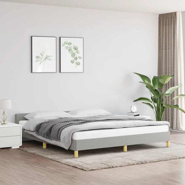 vidaXL Estrutura de cama sem colch&atilde;o 180x200 cm tecido cinzento-claro