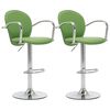 vidaXL Bancos de bar com apoios de bra&ccedil;os 2 pcs couro artificial verde