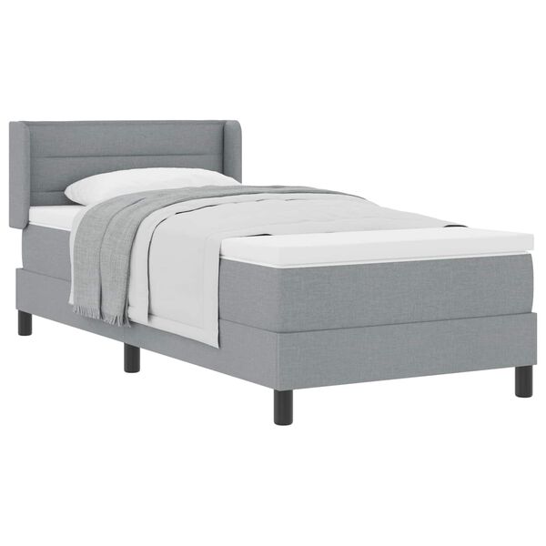 vidaXL Cama Box com colch&atilde;o Cinzento-claro 200 x 90 cm Poli&eacute;ster