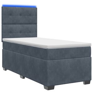vidaXL Cama box spring com colch&atilde;o Cinzento-Escuro 90 x 190 cm Veludo