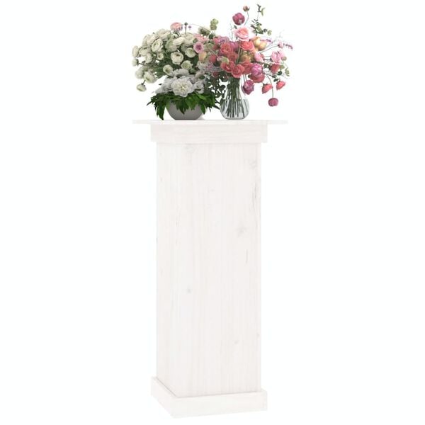 vidaXL Suporte de vasos 40x40x90 cm madeira de pinho maciça branco