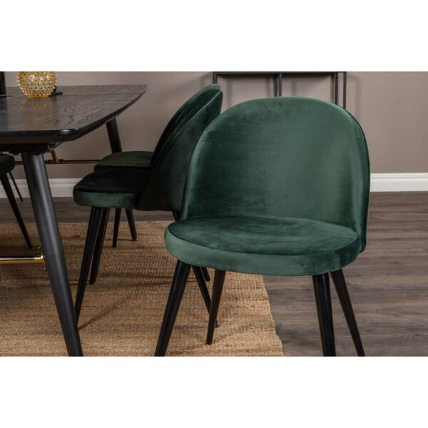 Venture Home Cadeiras de jantar Velvet 2 pcs veludo preto e verde