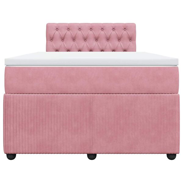 vidaXL Cama boxspring com colch&atilde;o 120x200 cm veludo rosa
