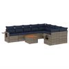 vidaXL Conjunto de sof&aacute; de jardim com 10 pe&ccedil;as e almofadas em rattan sint&eacute;tico cinza