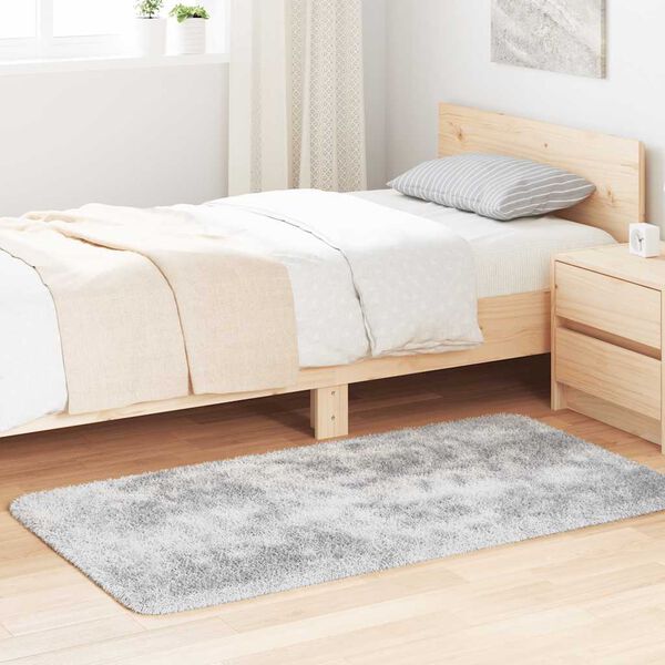 vidaXL Tapete shaggy de pelo alto NAVARRA 80x150cm cinzento prateado