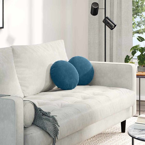 vidaXL Almofadas de Assento 2 pcs Azul &Oslash; 40 x 13 cm Veludo