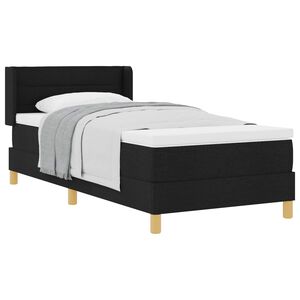 vidaXL Cama Box com colch&atilde;o com cabeceira Preto 200 x 90 cm Poli&eacute;ster
