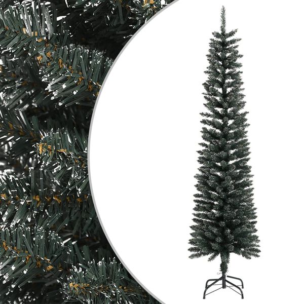 vidaXL Árvore de Natal artificial fina com suporte 210 cm PVC verde