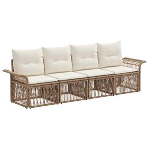 vidaXL Conjunto de Sof&aacute; de Jardim 4 pcs Bege vime PE