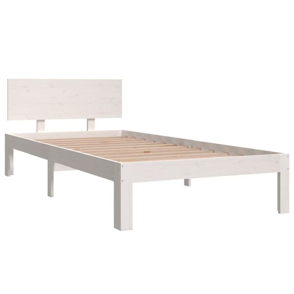 vidaXL Estrutura de cama 90x200 cm pinho maci&ccedil;o branco