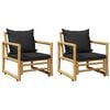 vidaXL Cadeiras de jardim c/ almofad&otilde;es 2 pcs bambu
