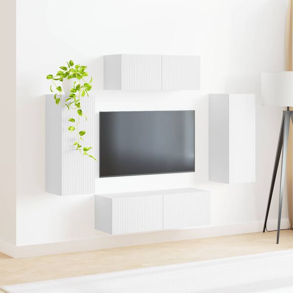 vidaXL Conjunto de m&oacute;vel de TV 4 pcs Branco Madeira processada