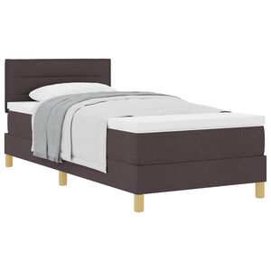 vidaXL Cama Box com colch&atilde;o Marrom Escuro 100 x 200 cm tecido