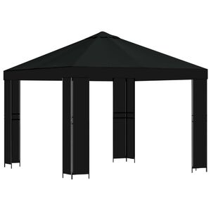 vidaXL Gazebo 3 x 3 m Preto Poli&eacute;ster e A&ccedil;o 190