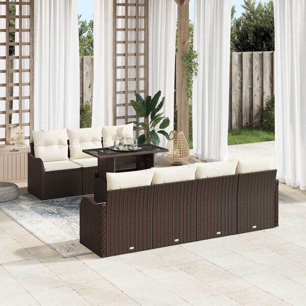 vidaXL Conjunto de Sof&aacute; de Jardim 8 pcs Castanho Rattan Sint&eacute;tico