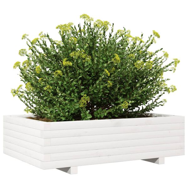 vidaXL Vaso/floreira de jardim 90x60x26,5 cm pinho maci&ccedil;o branco