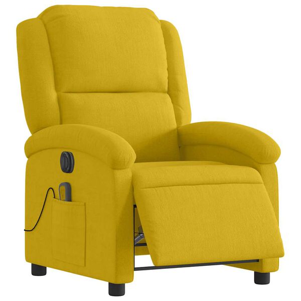 vidaXL Poltrona de massagens reclin&aacute;vel el&eacute;trica veludo amarelo