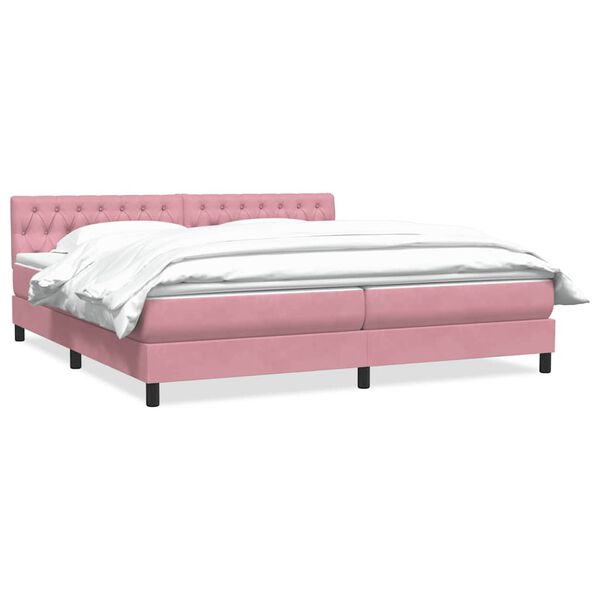 vidaXL Cama com molas/colch&atilde;o 200x220 cm veludo rosa