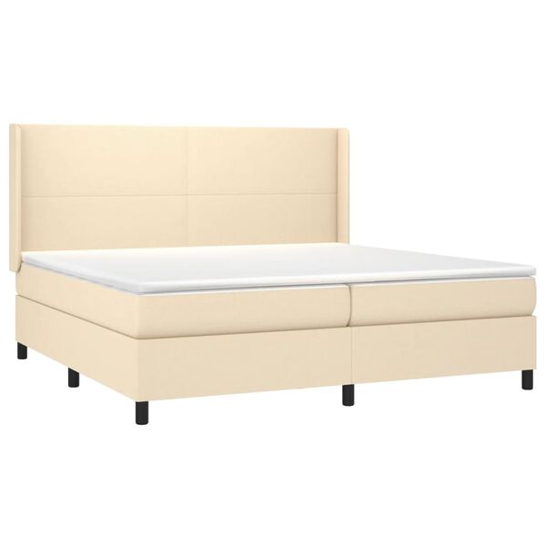 vidaXL Cama com molas/colch&atilde;o 200x200 cm tecido cor creme