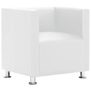 vidaXL Poltrona em forma de cubo couro artificial branco