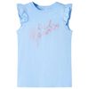 T-shirt para crian&ccedil;a manga com folhos azul-claro 140