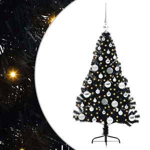 vidaXL &Aacute;rvore de Natal Artificial Pr&eacute;-iluminada Preto 120 cm PVC