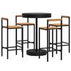 vidaXL 5 pcs conjunto de bar p/ jardim vime PE/acácia maciça preto